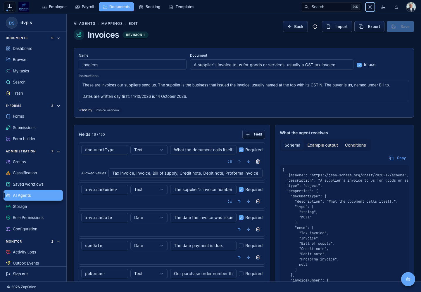Mapping editor with output fields