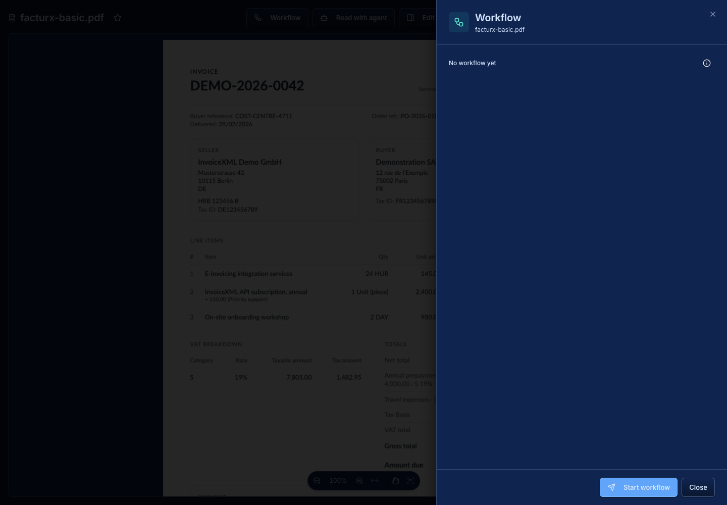 Workflow timeline for a document in review