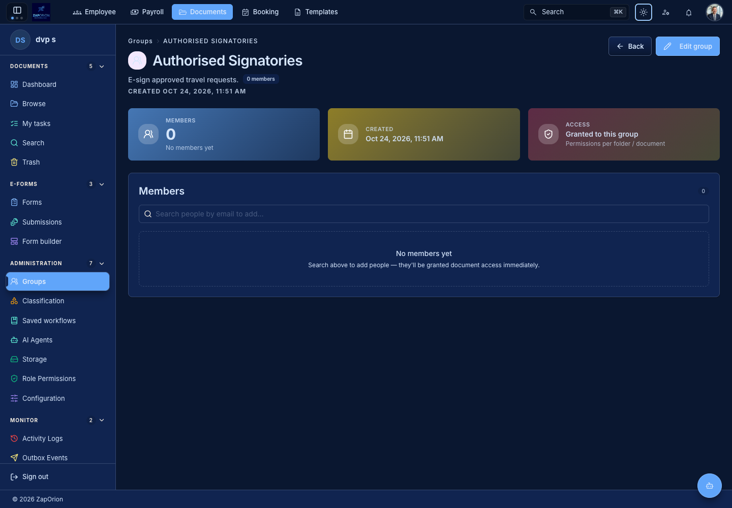 Group detail and membership