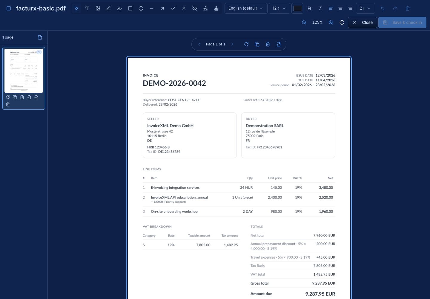 Documents PDF editor with page and drawing controls