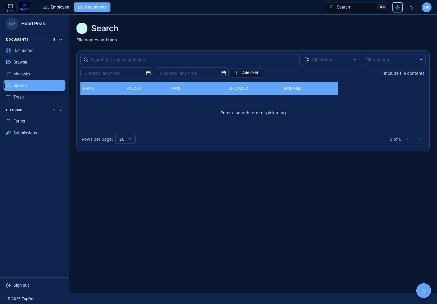 Documents Search with its filters