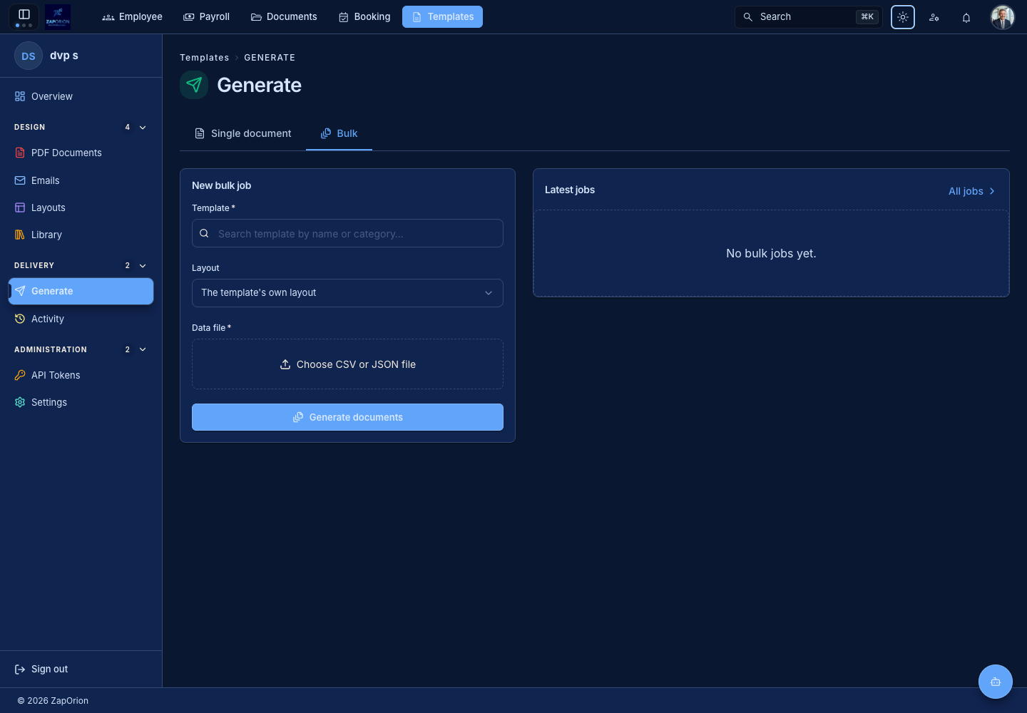 Bulk job submission with CSV/JSON input