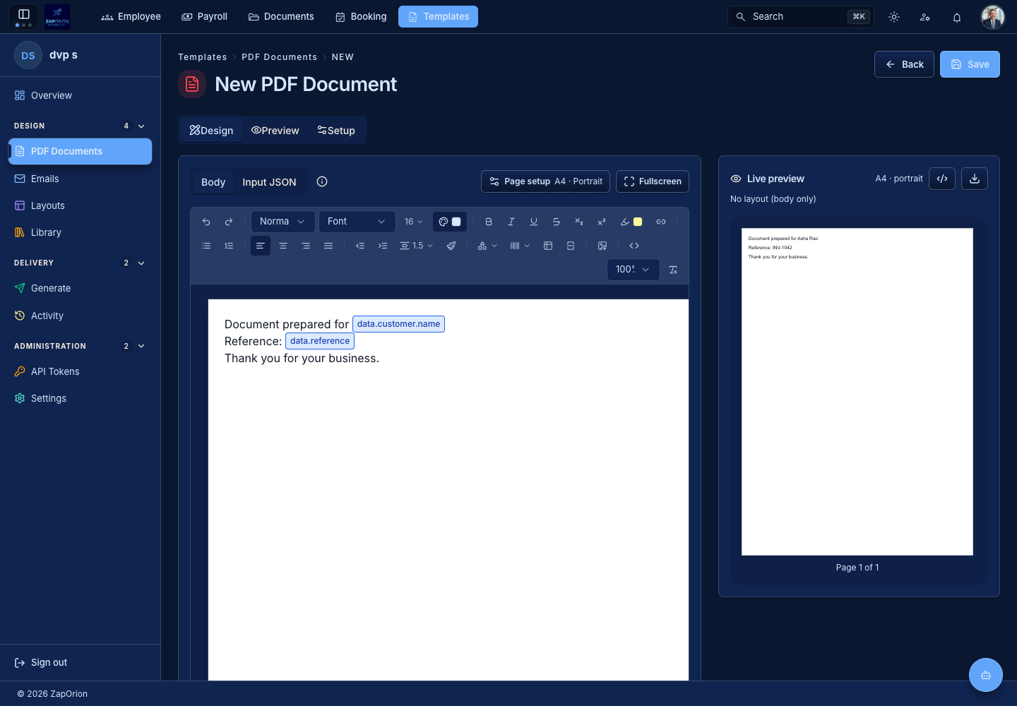Template authoring controls