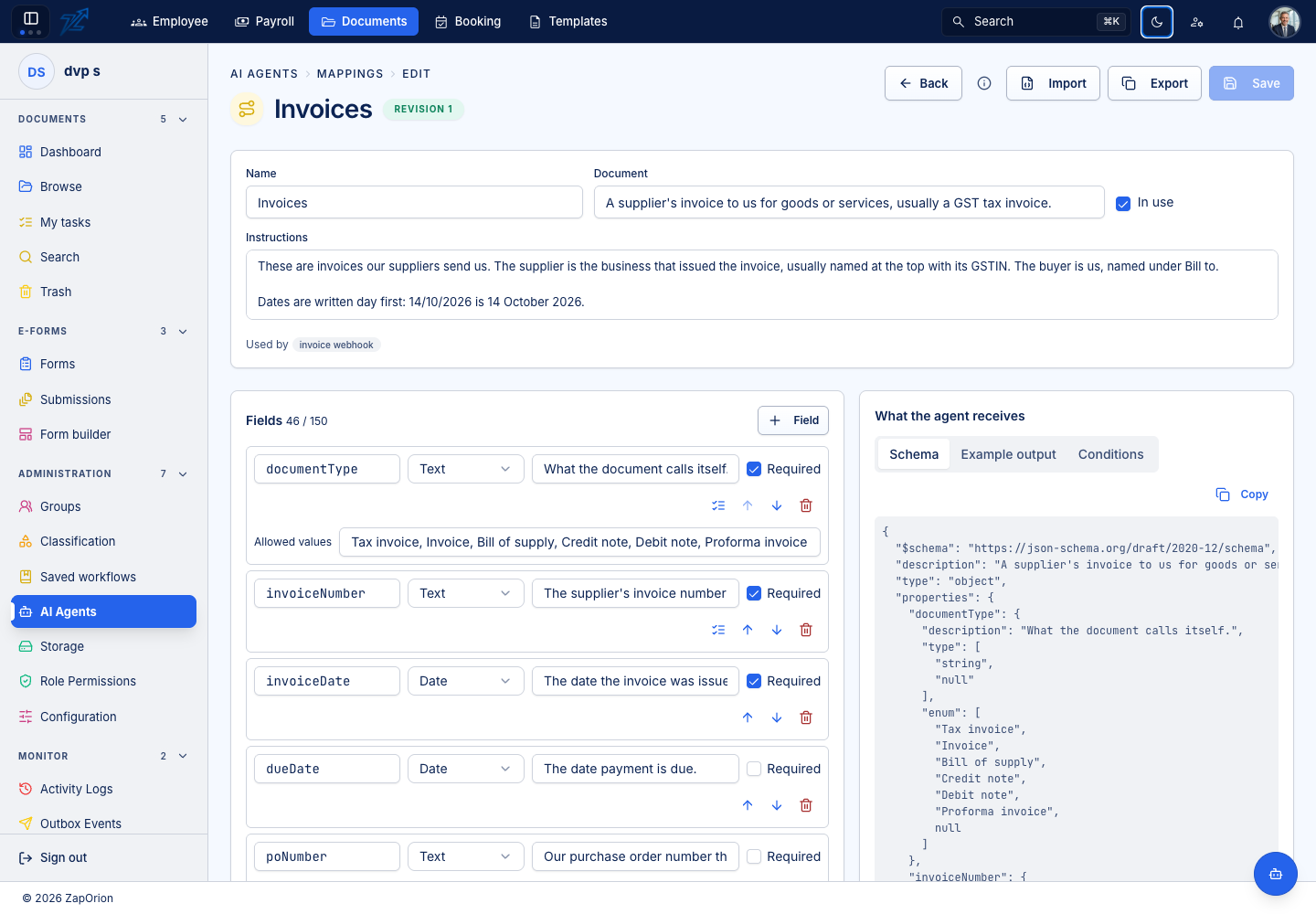 Mapping editor with output fields