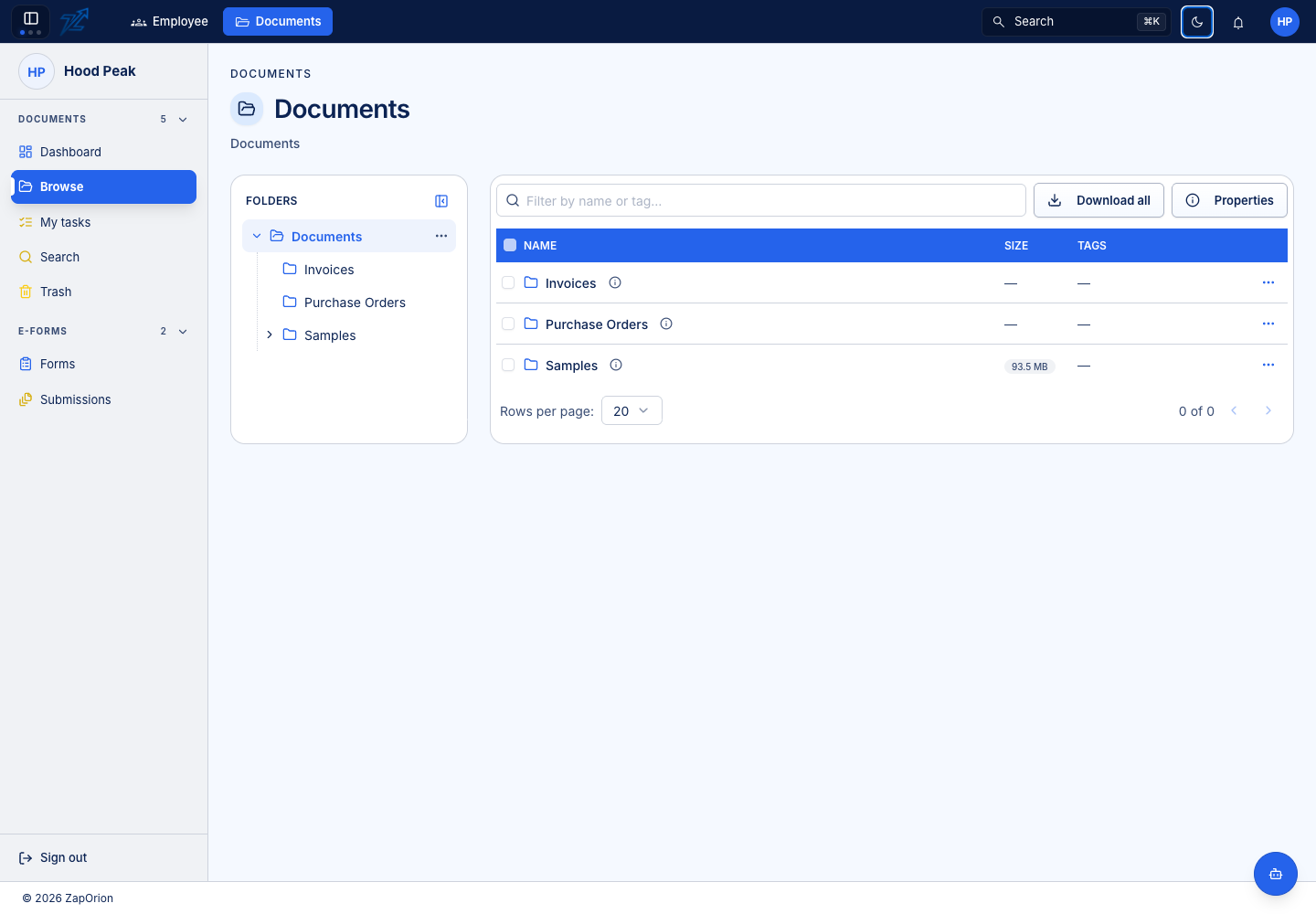 Documents Browse at the root