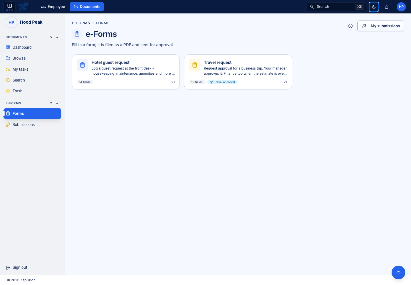 Available e-Forms