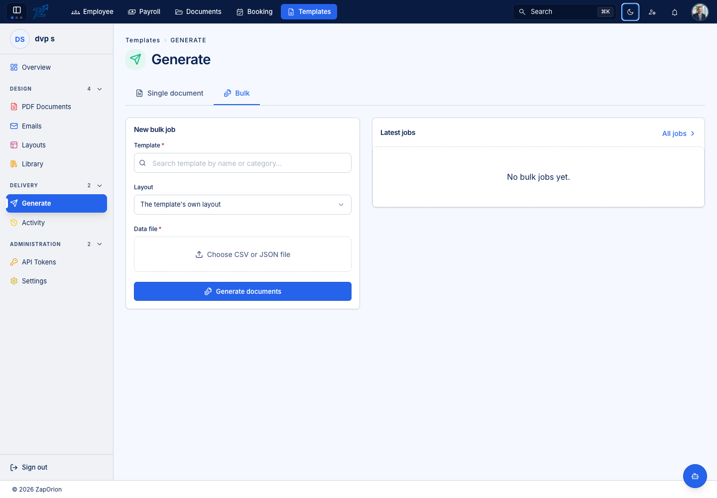 Bulk job submission with CSV/JSON input