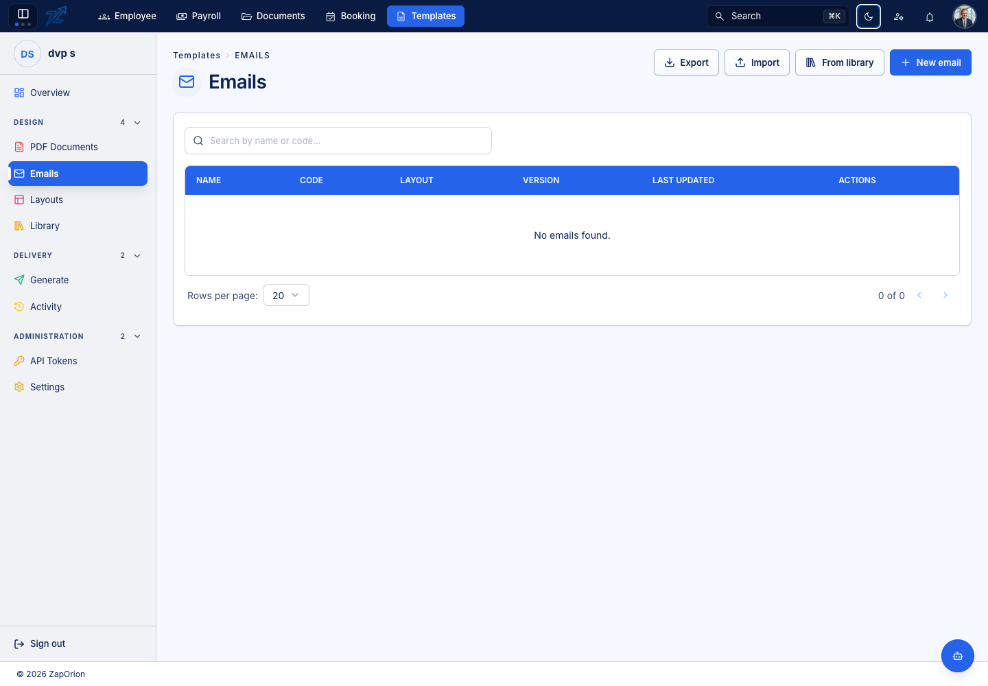 Template email list