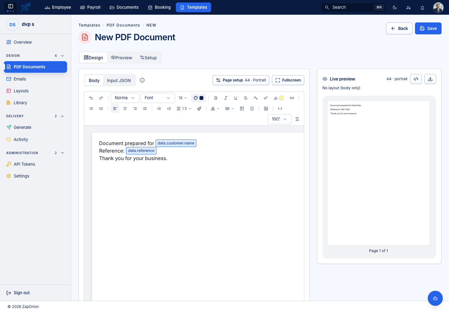 Template authoring controls